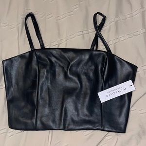 KIRIOUS Leather Crop Top NWT